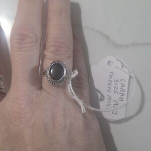 Vintage Sarah coventry silver tone hematite adjustable ring
